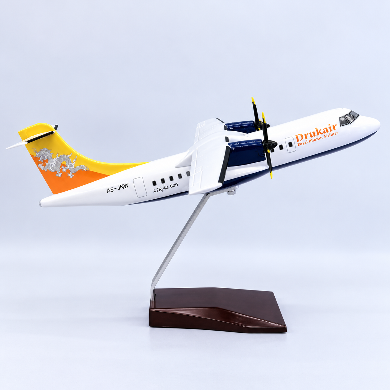 Drukair ATR 42-600 1:70 Scale Resin Aircraft Model – 32cm Royal Bhutan Airlines Collectible with Stand