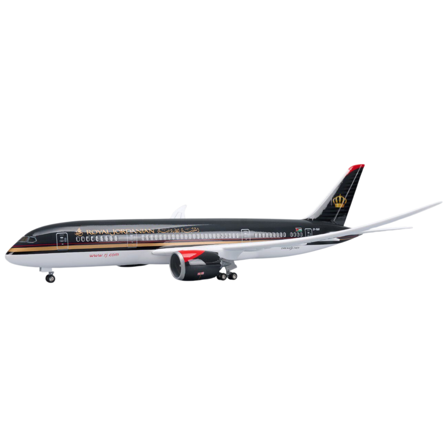 Royal Jordanian Boeing 787 Dreamliner 1:130 Scale Resin Airplane Model with Sound-Activated LED Lights – 43 cm / 17 in