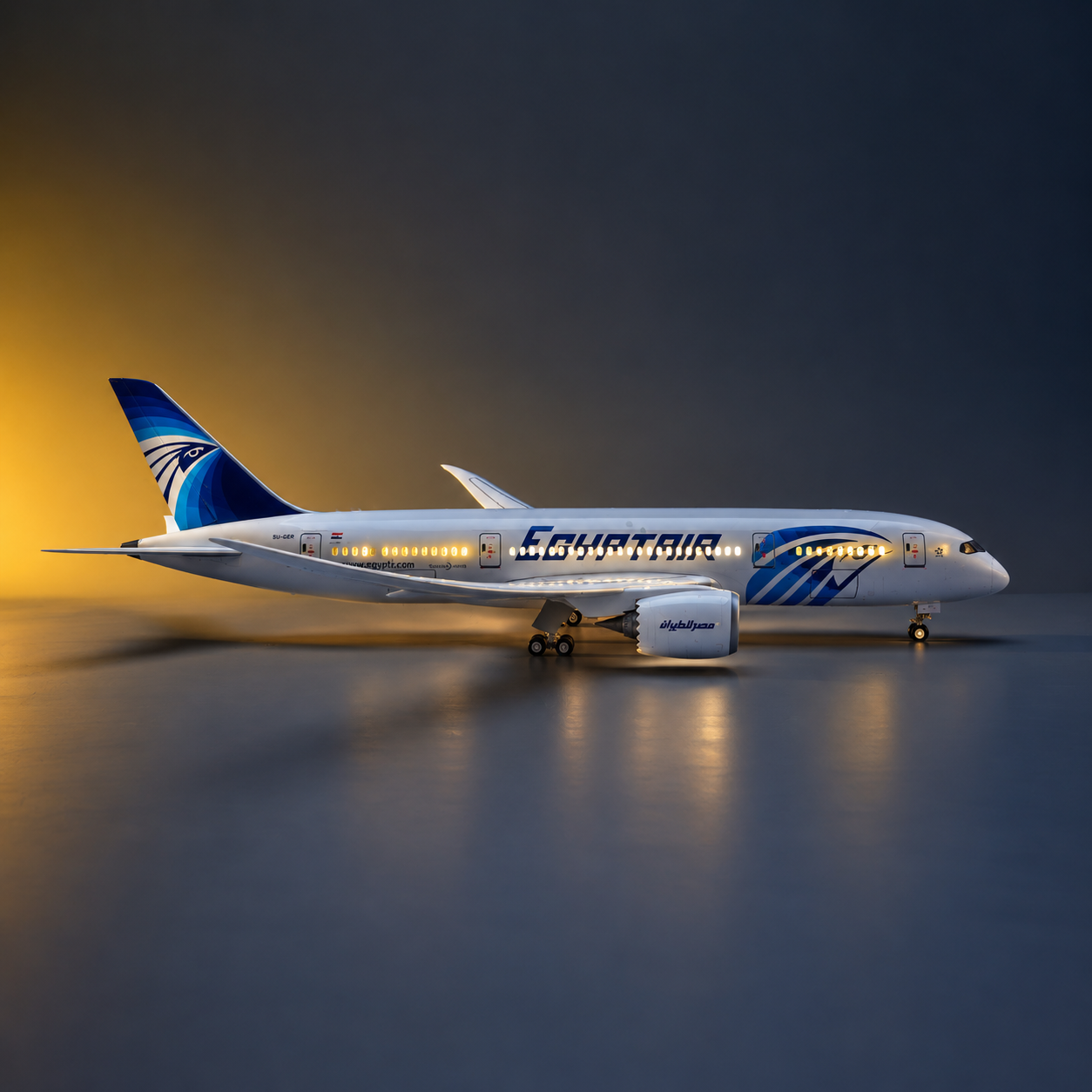 EgyptAir Boeing 787-9 Dreamliner 1:130 LED Model | 43cm Aircraft