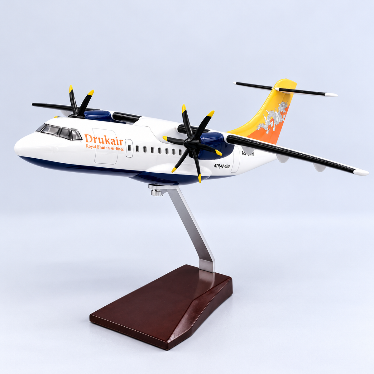 Drukair ATR 42-600 1:70 Scale Resin Aircraft Model – 32cm Royal Bhutan Airlines Collectible with Stand