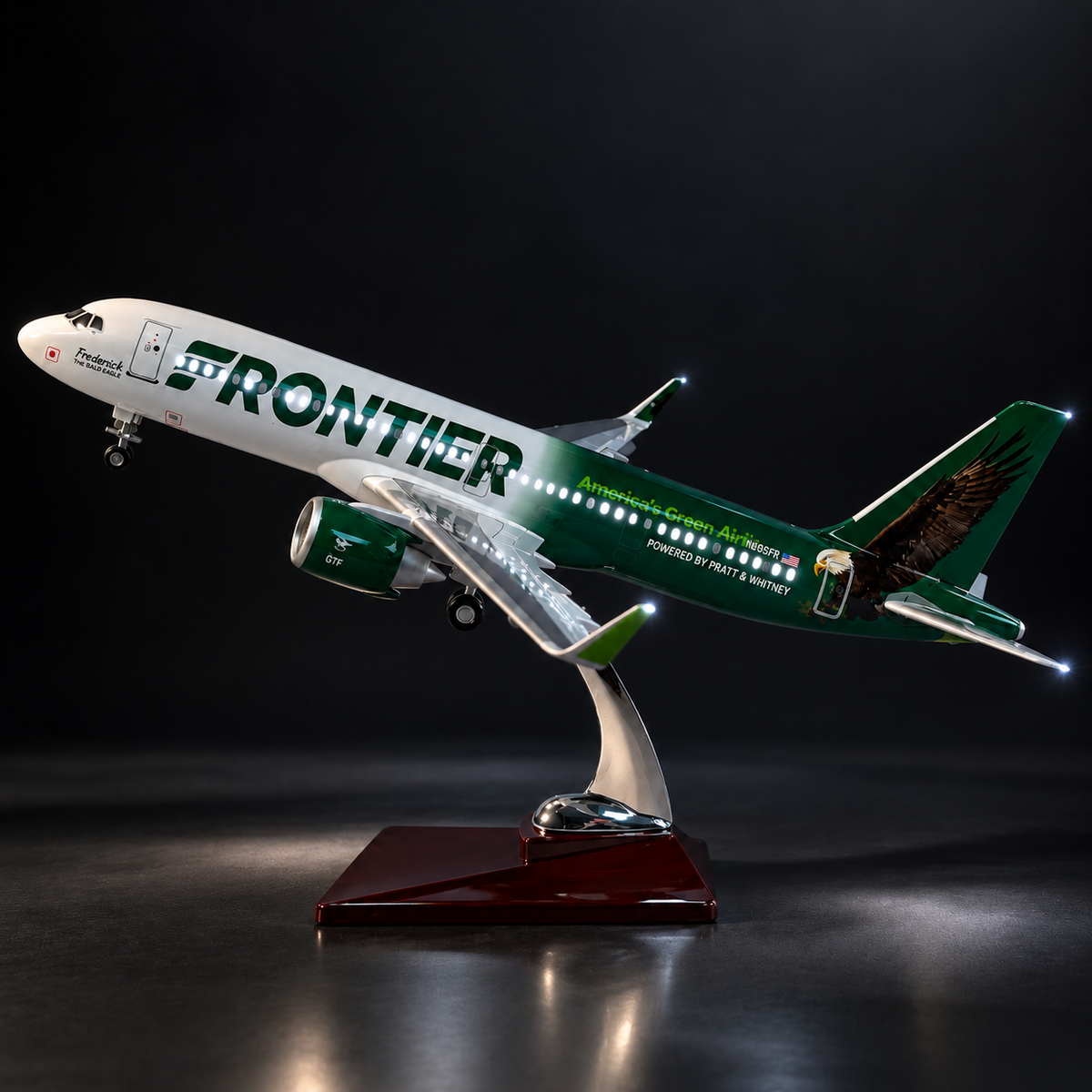 Frontier Airlines Airbus A321neo “Frederick the Bald Eagle” N603FR 1:100 Scale LED Aircraft Model
