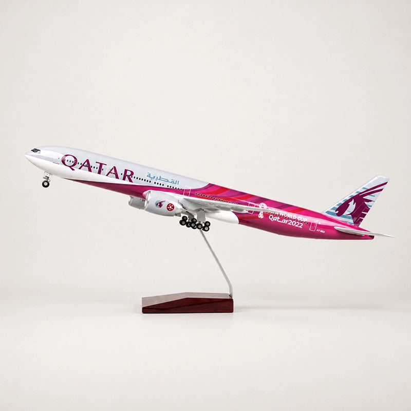 Qatar Airways Boeing 777 FIFA World Cup Edition Airplane Model with Sound-Activated LED Lights – 1:157 Scale – 47 cm / 18.5 in