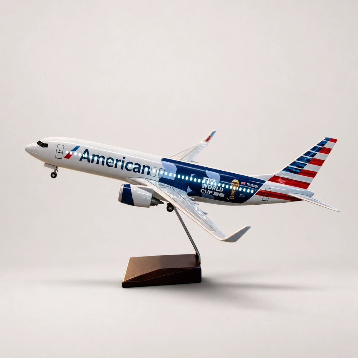 American Airlines Boeing 737-800 World Cup 2026 1:85 Scale Model – 47cm Sound-Activated LED Aircraf