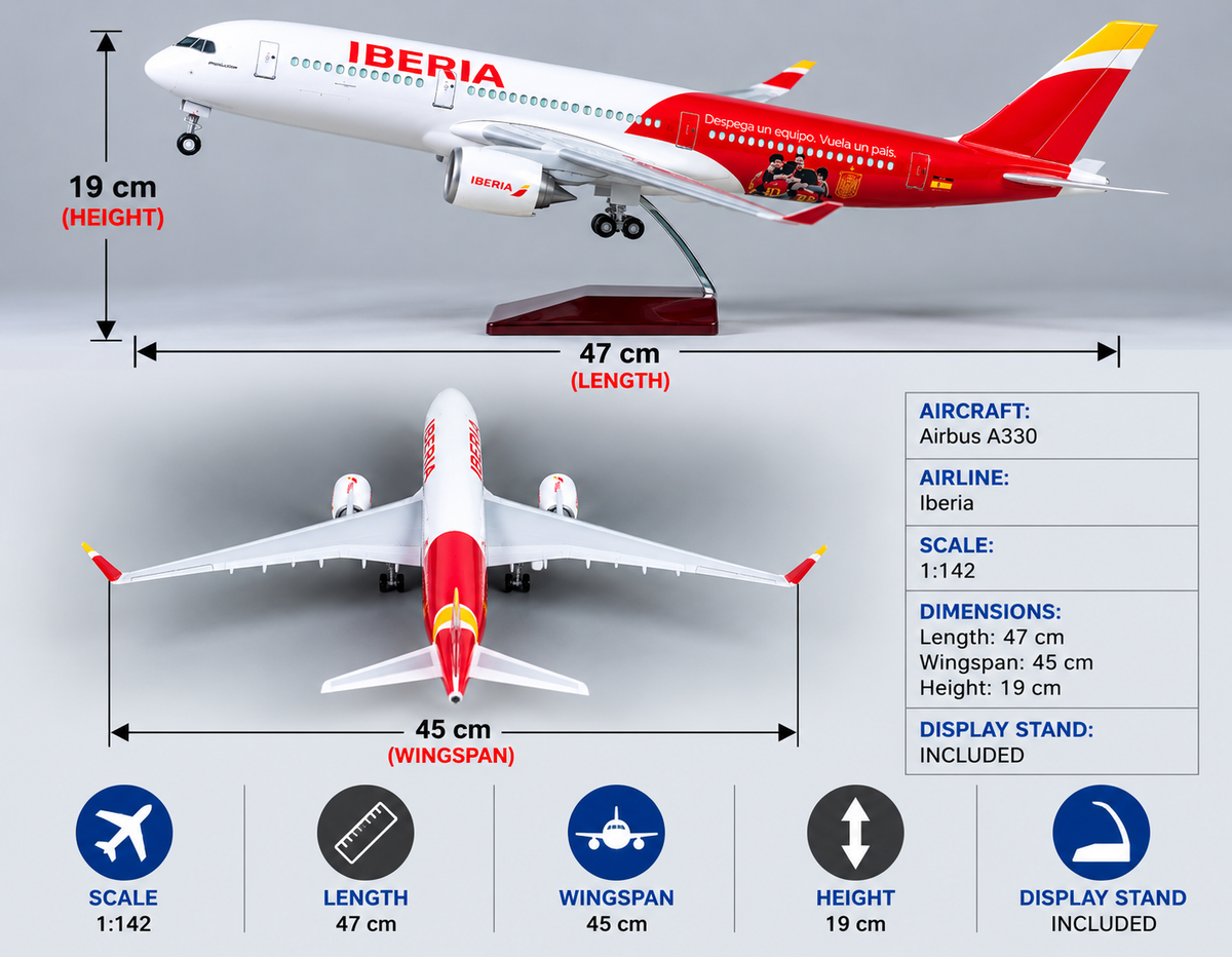 Iberia Airbus A350-900 Spain 2026 World Cup Champions Commemorative Edition 1:142 Scale LED Aircraft Model