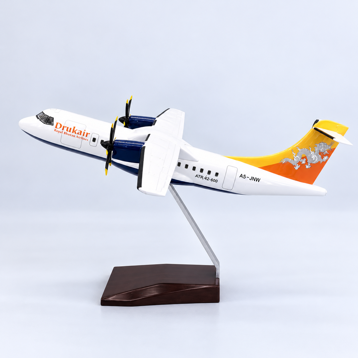 Drukair ATR 42-600 1:70 Scale Resin Aircraft Model – 32cm Royal Bhutan Airlines Collectible with Stand