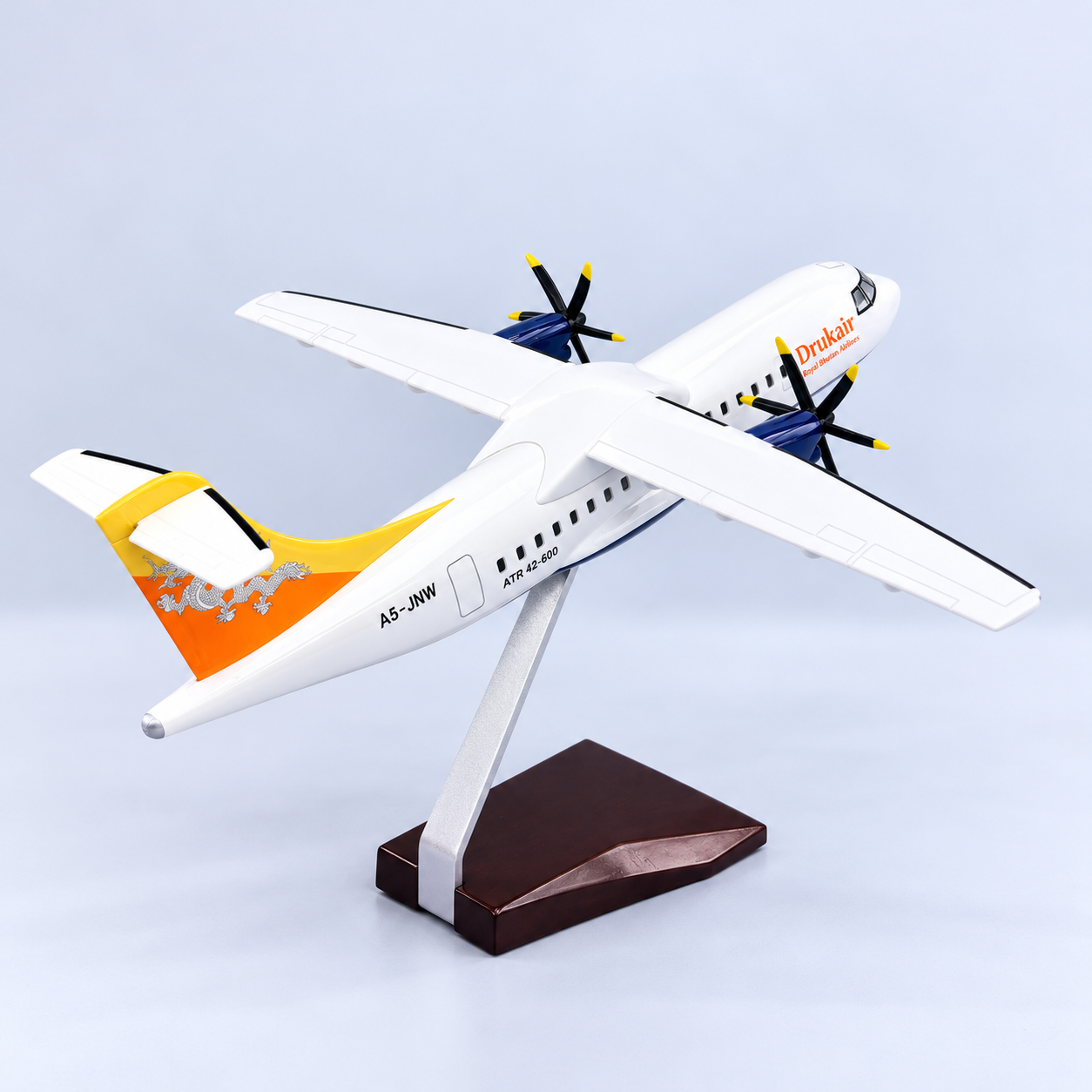 Drukair ATR 42-600 1:70 Scale Resin Aircraft Model – 32cm Royal Bhutan Airlines Collectible with Stand