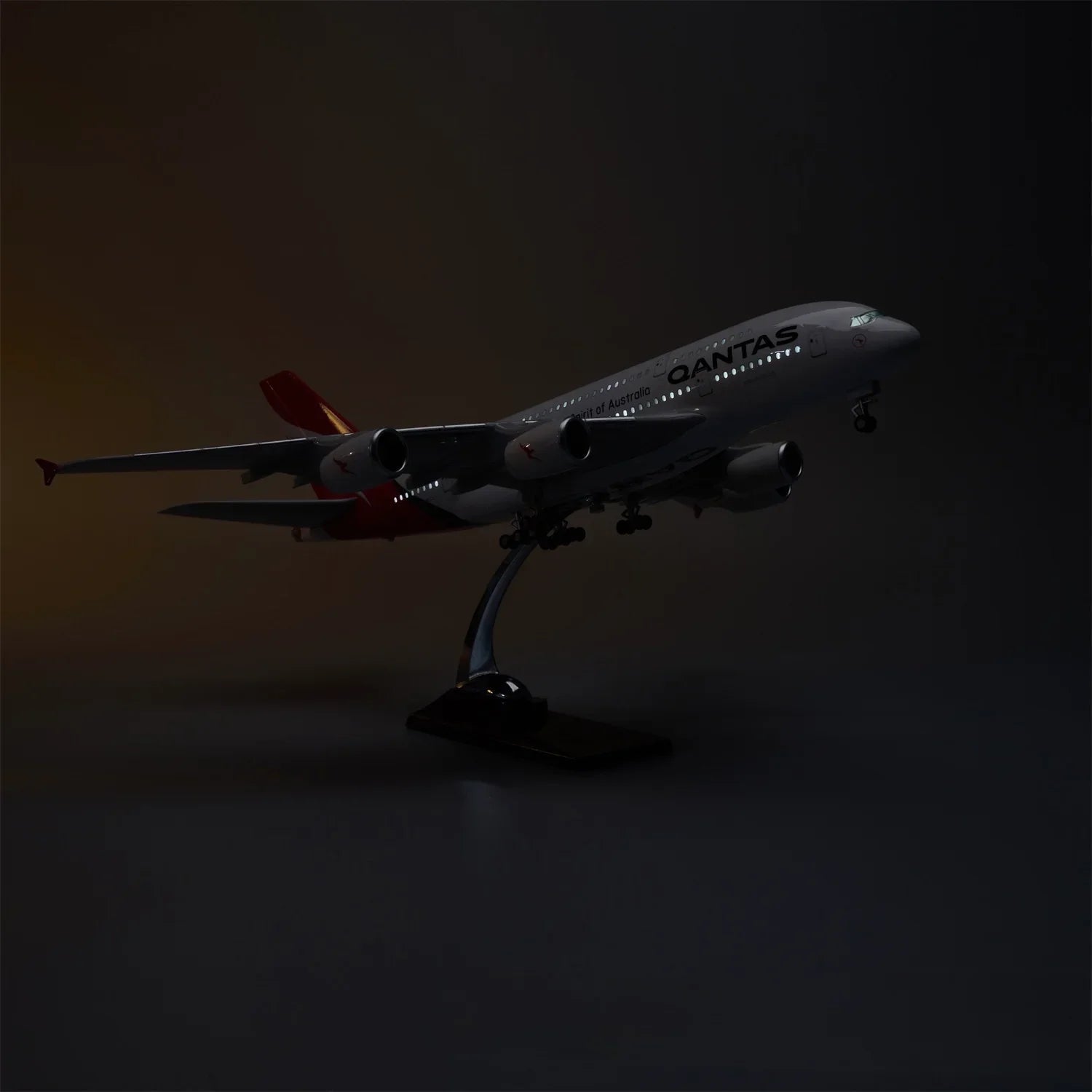 Qantas Airbus A380 1:160 Resin Airplane Model with Sound-Activated LED Lights – 45.5 cm / 17.9 in