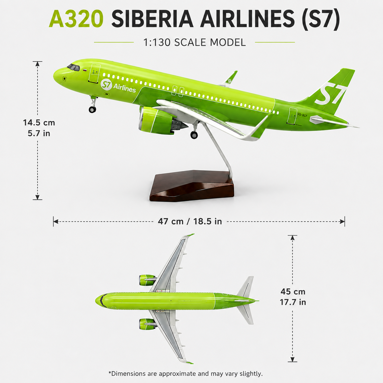S7 Airlines Airbus A320 Aircraft Model 1:80 – 47cm LED Lighted Collectible Display Model