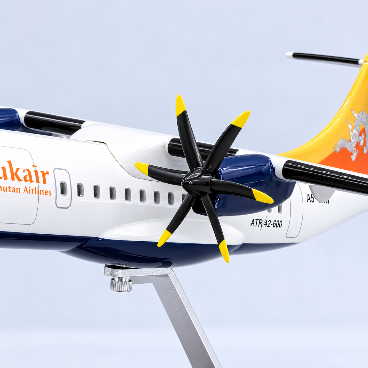 Drukair ATR 42-600 1:70 Scale Resin Aircraft Model – 32cm Royal Bhutan Airlines Collectible with Stand
