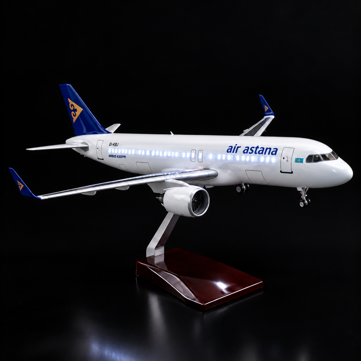 Air Astana Airbus A320neo 1:80 Scale Sound-Activated LED Aircraft Model